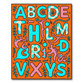 Whimsical Alphabet Dots Organic Shapes Rug