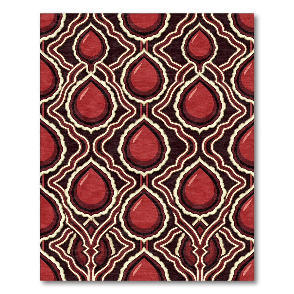 Crimson Cabochon Linked Arabesque Rug