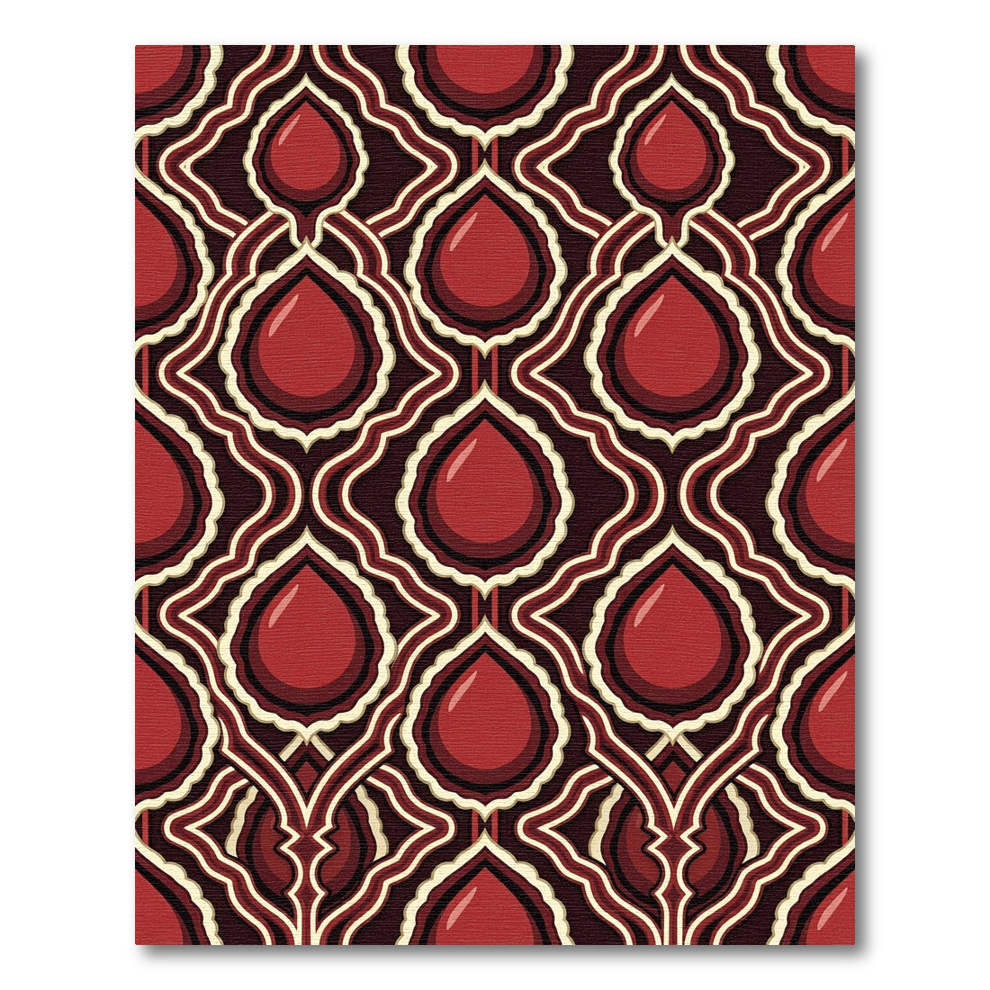 Crimson Cabochon Linked Arabesque Rug