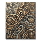 Elegant Gold and Taupe Swirling Scroll Rug