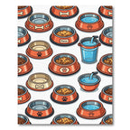 Orange Pet Food Bowl Seamless Artwork Rug
