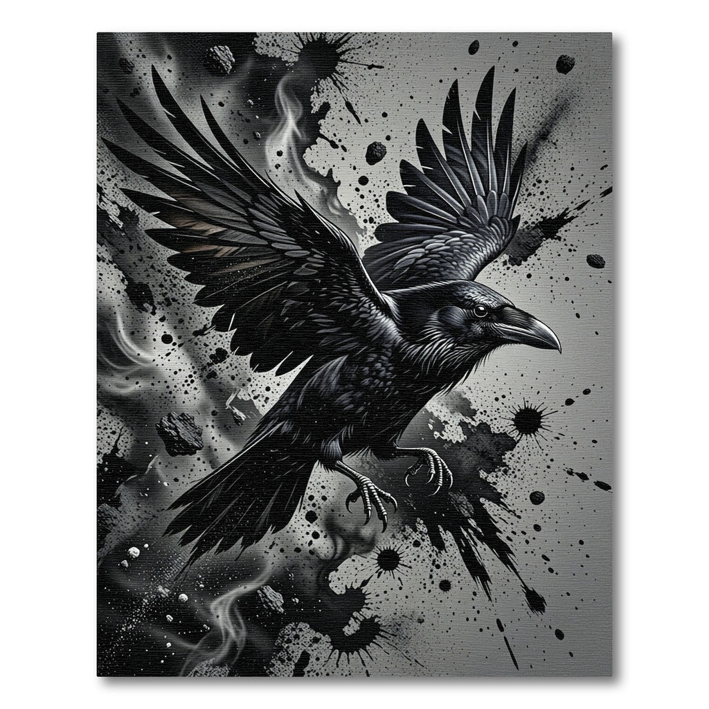 Dark Raven Ink Splatter Rug