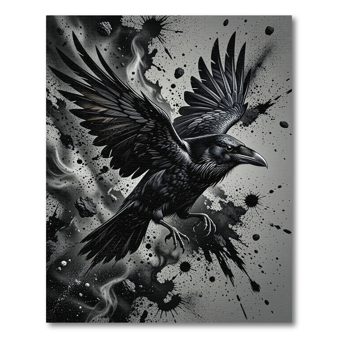 Dark Raven Ink Splatter Rug