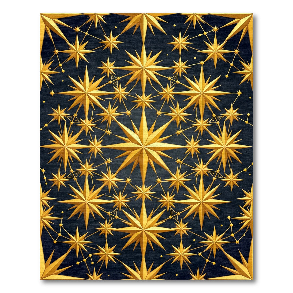 Golden Celestial Starry Night Geometry Rug