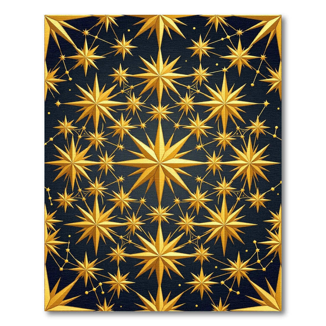 Golden Celestial Starry Night Geometry Rug