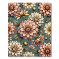 Peachy Blush Dahlias Teal Floral Rug
