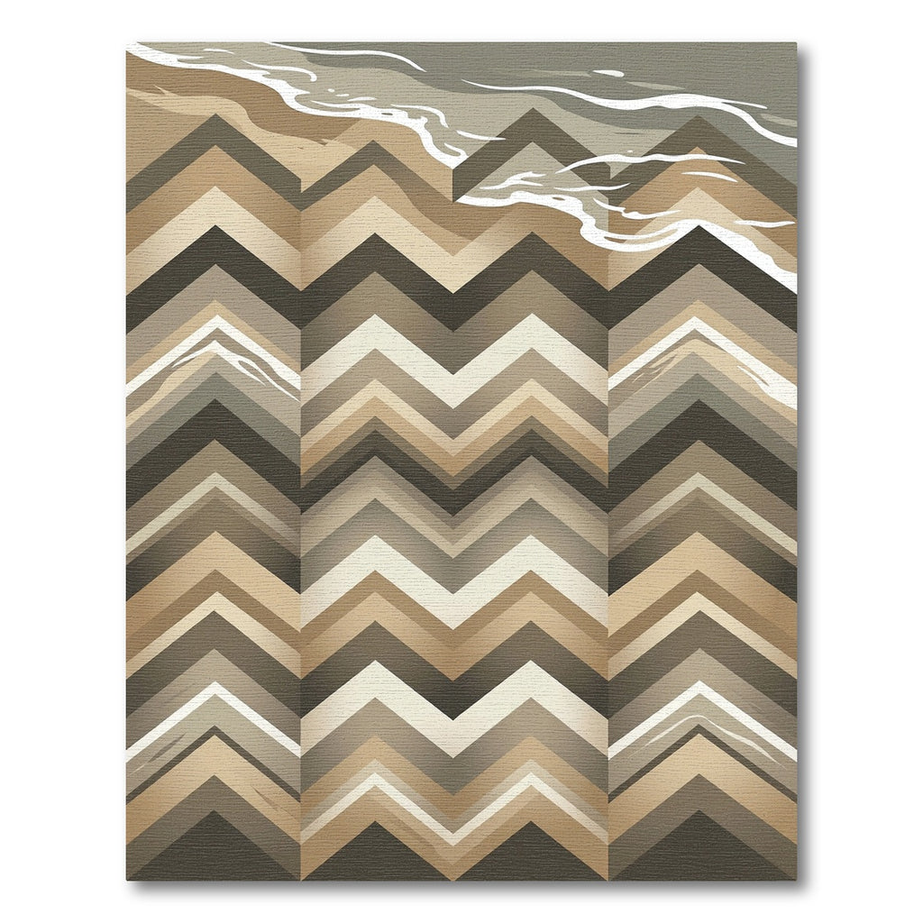 Earthy Chevron Wave Geometric Area Rug