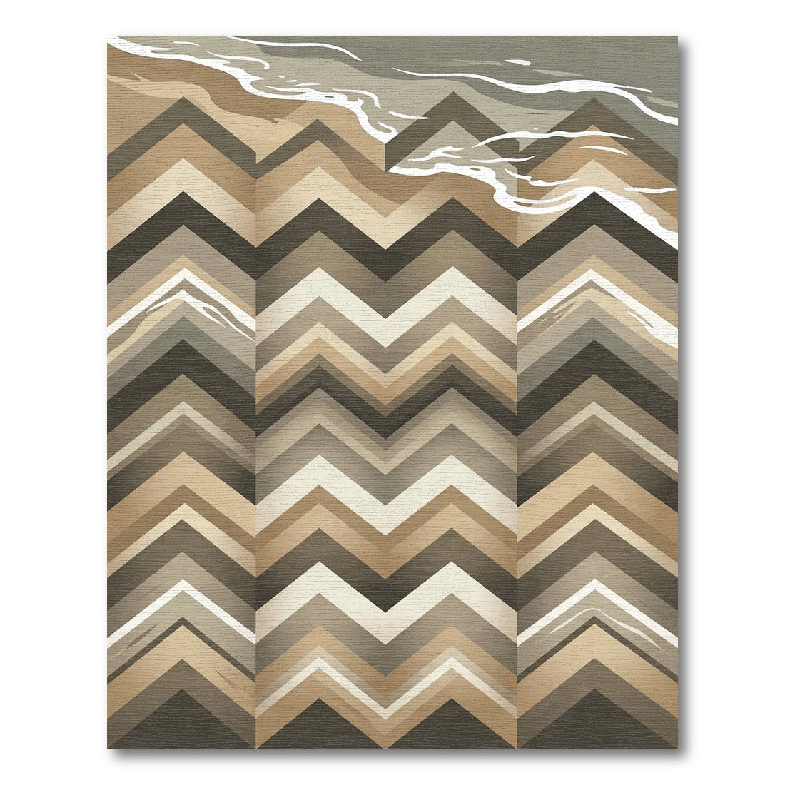 Earthy Chevron Wave Geometric Area Rug