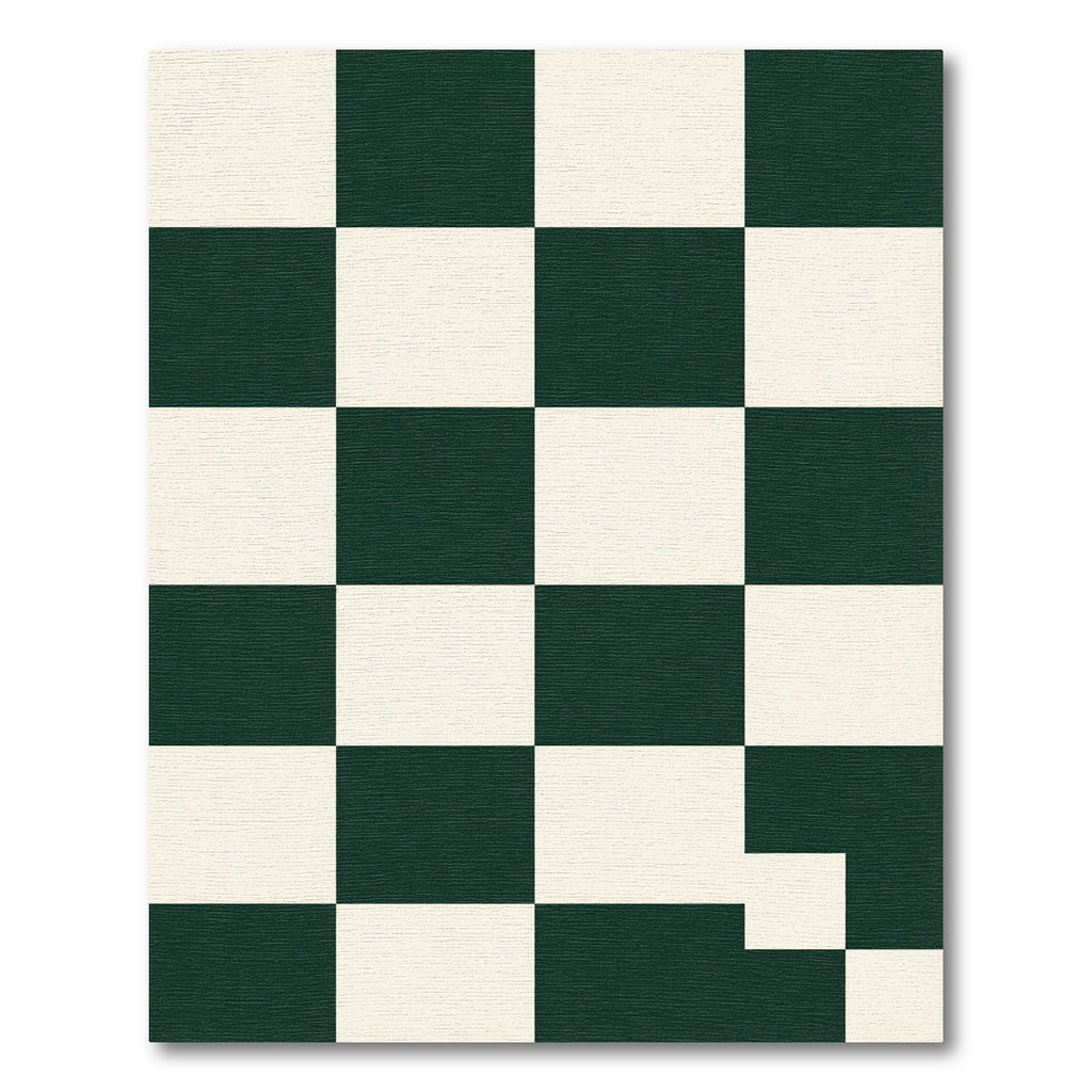 Bold Forest Green Checkered Grid Rug