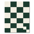 Bold Forest Green Checkered Grid Rug