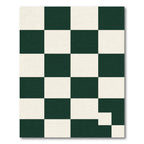 Bold Forest Green Checkered Grid Rug