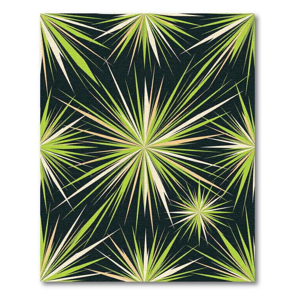 Radiant Green Starburst Geometric Mid-Century Rug