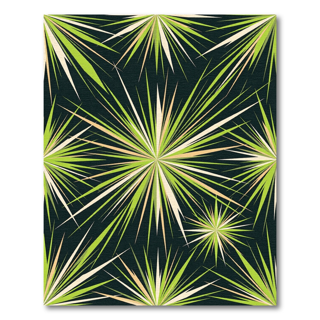 Radiant Green Starburst Geometric Mid-Century Rug