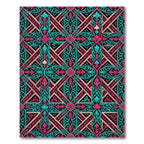Teal Magenta Lattice Floral Swirl Rug