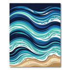 Abstract Ocean Wave Blue Coastal Art Rug