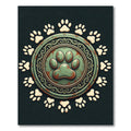 Rustic Green Paw Medallion Emblem Rug