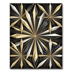 Luxurious Gold and Silver Sunburst Geometric Rug