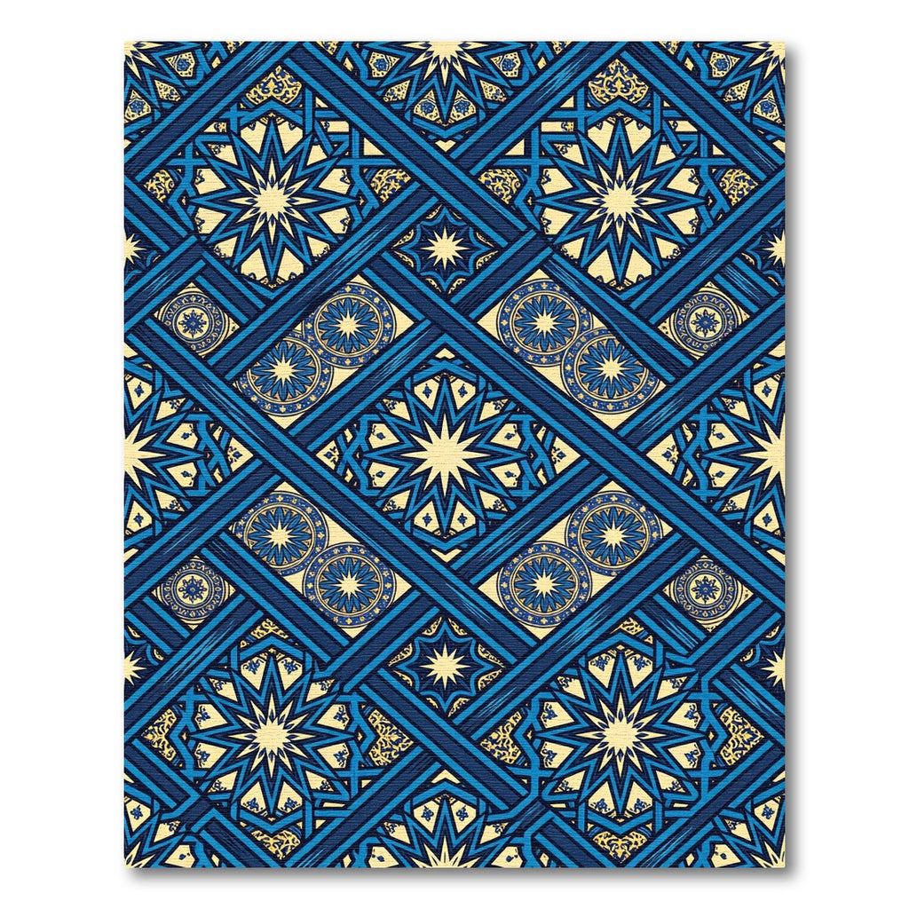 Navy Blue Geometric Eleven Point Star Rug