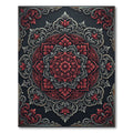 Ornate Crimson and Slate Floral Medallion Rug