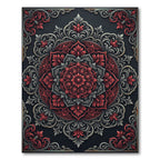Ornate Crimson and Slate Floral Medallion Rug