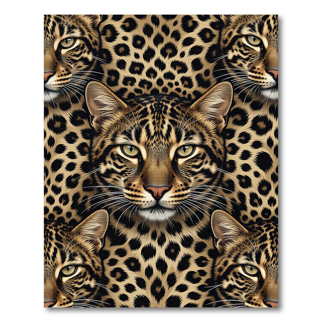 Realistic Leopard Face Seamless Pattern Rug