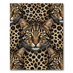 Realistic Leopard Face Seamless Pattern Rug