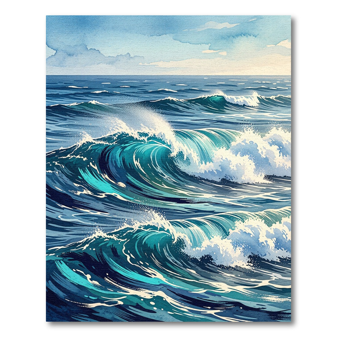 Deep Blue Ocean Wave Splash Rug