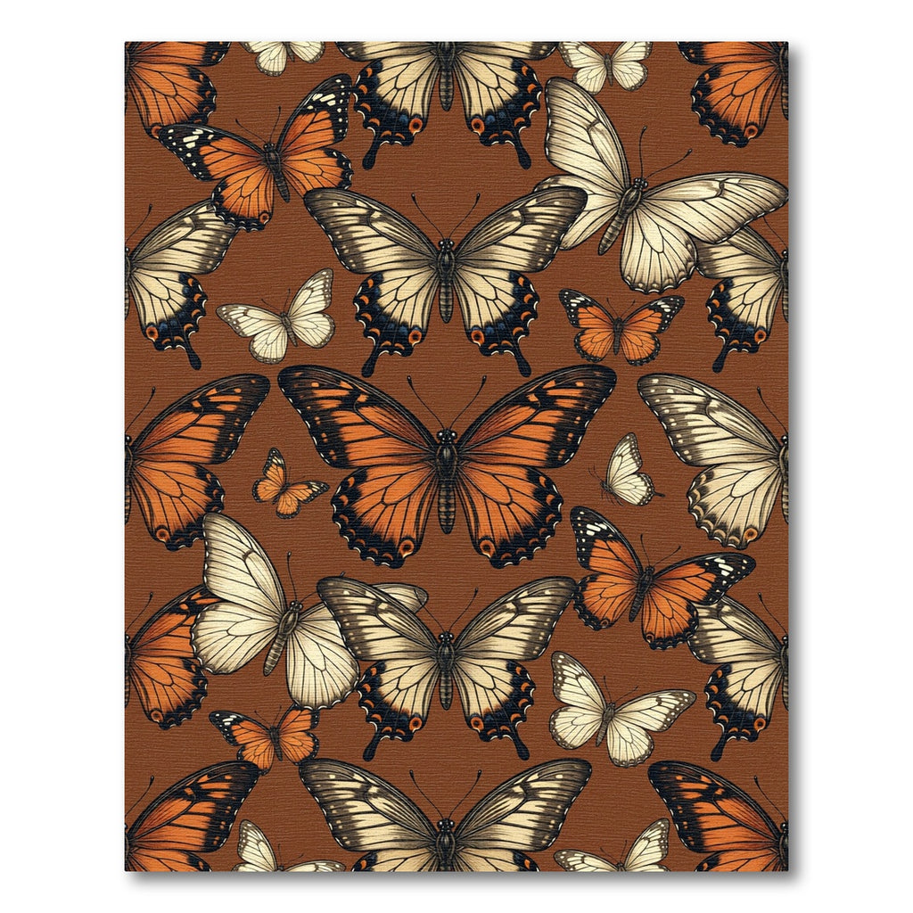 Earthy Amber Enchanted Butterfly Garden Rug