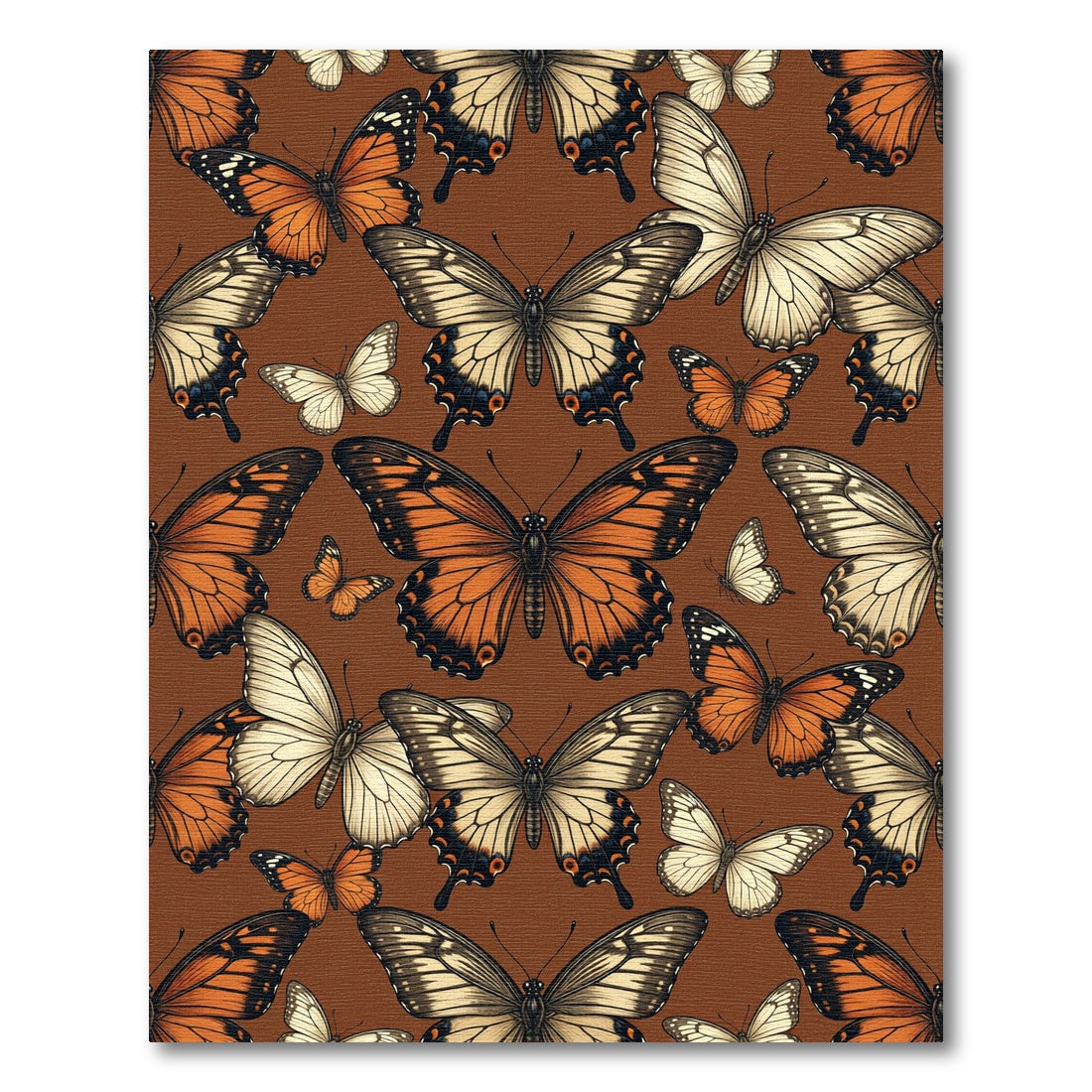 Earthy Amber Enchanted Butterfly Garden Rug