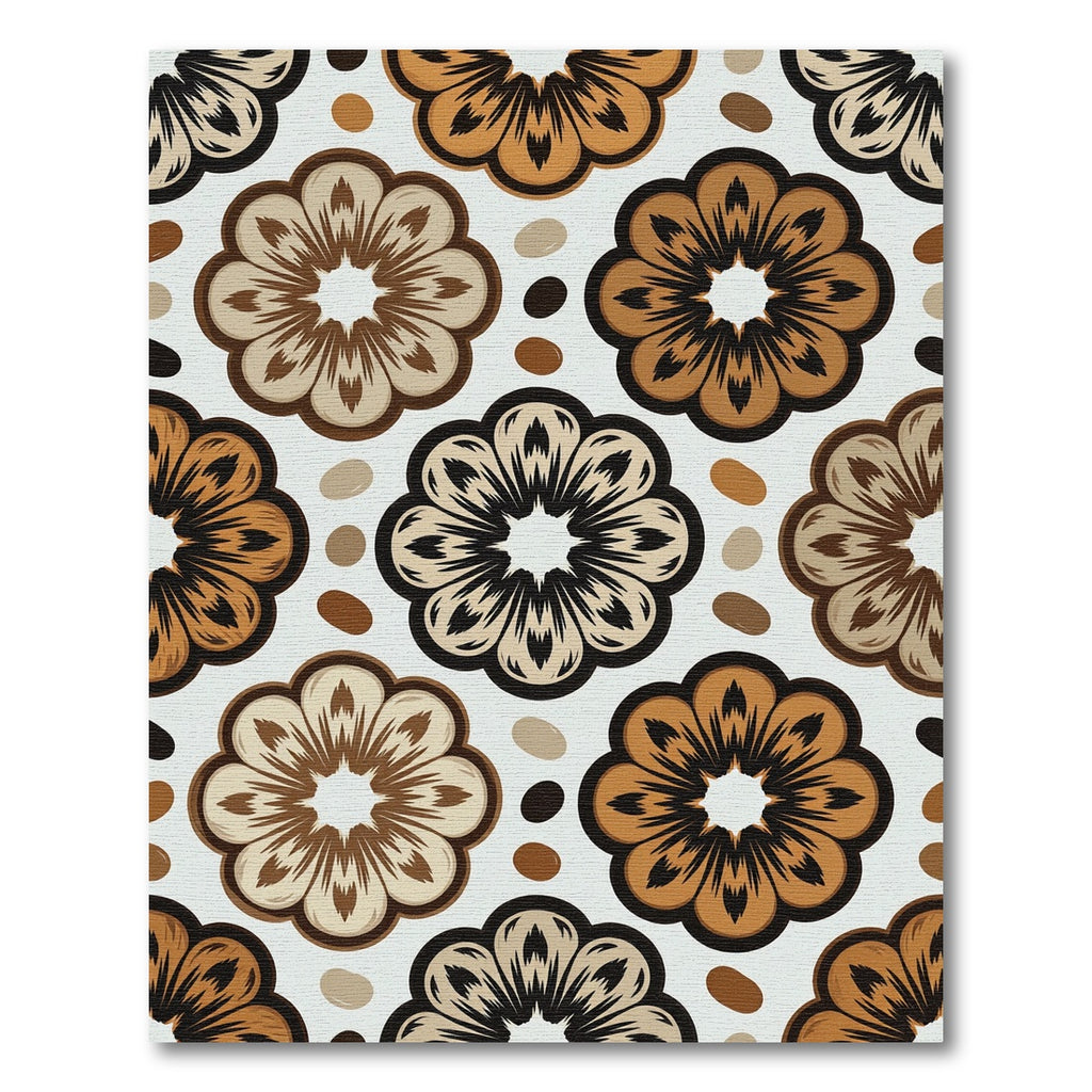 Earthy Coffee Bean Floral Medallion Rug
