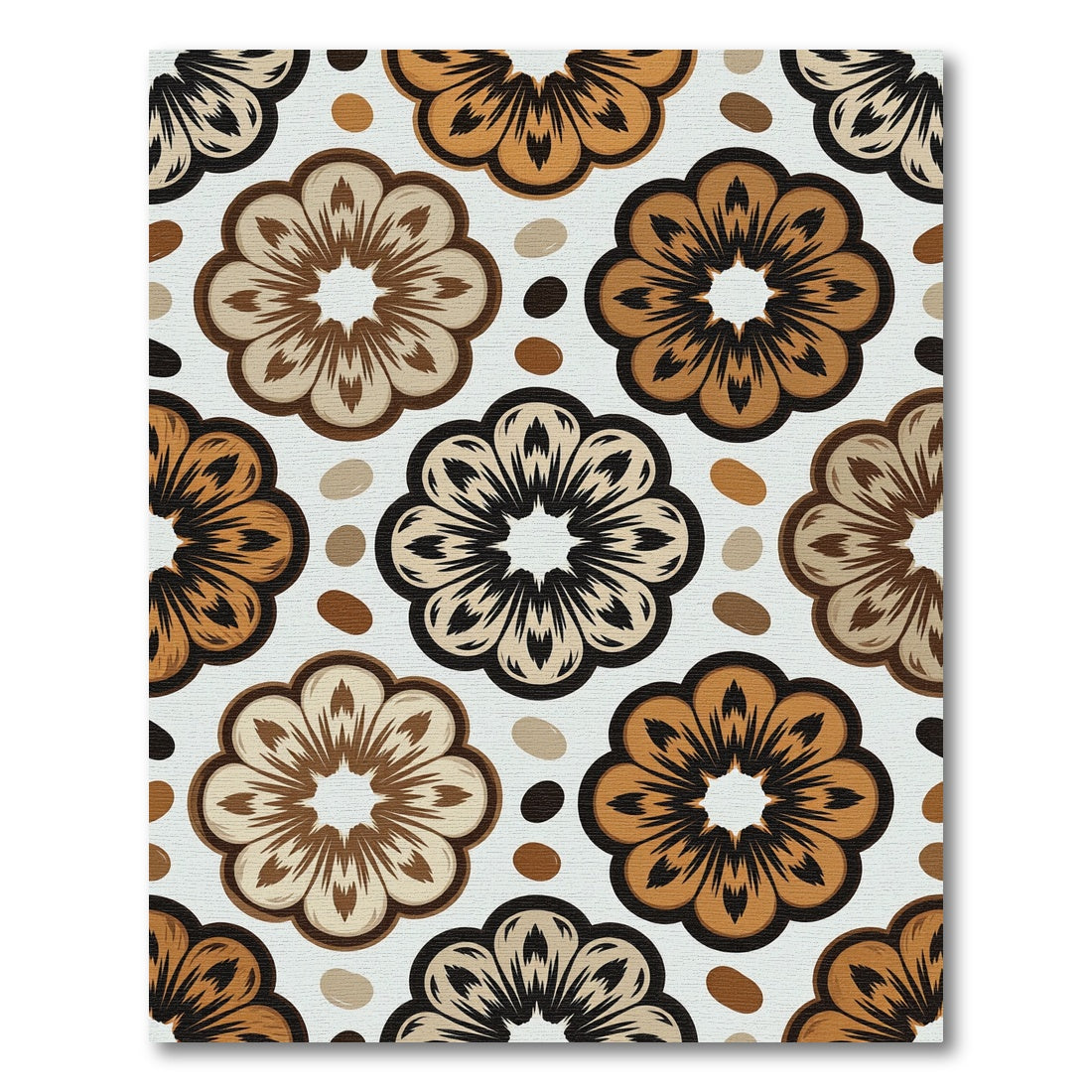 Earthy Coffee Bean Floral Medallion Rug