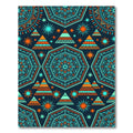 Vibrant Teal and Orange Geometric Boho Starry Hexagon Rug