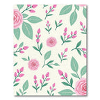 Pink Roses and Green Leaves Pattern Rug
