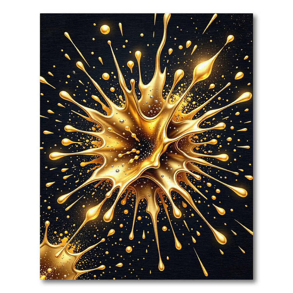 Golden Splatter Abstract Fluid Burst Rug