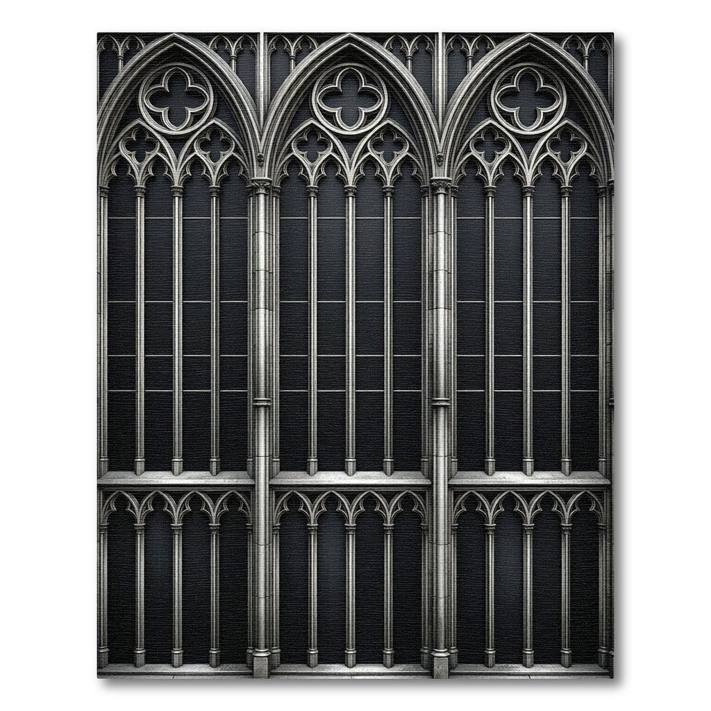 Gothic Arched Silver Window Frame Rug