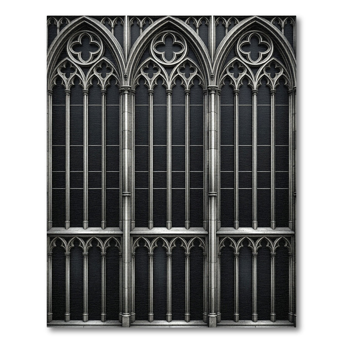 Gothic Arched Silver Window Frame Rug