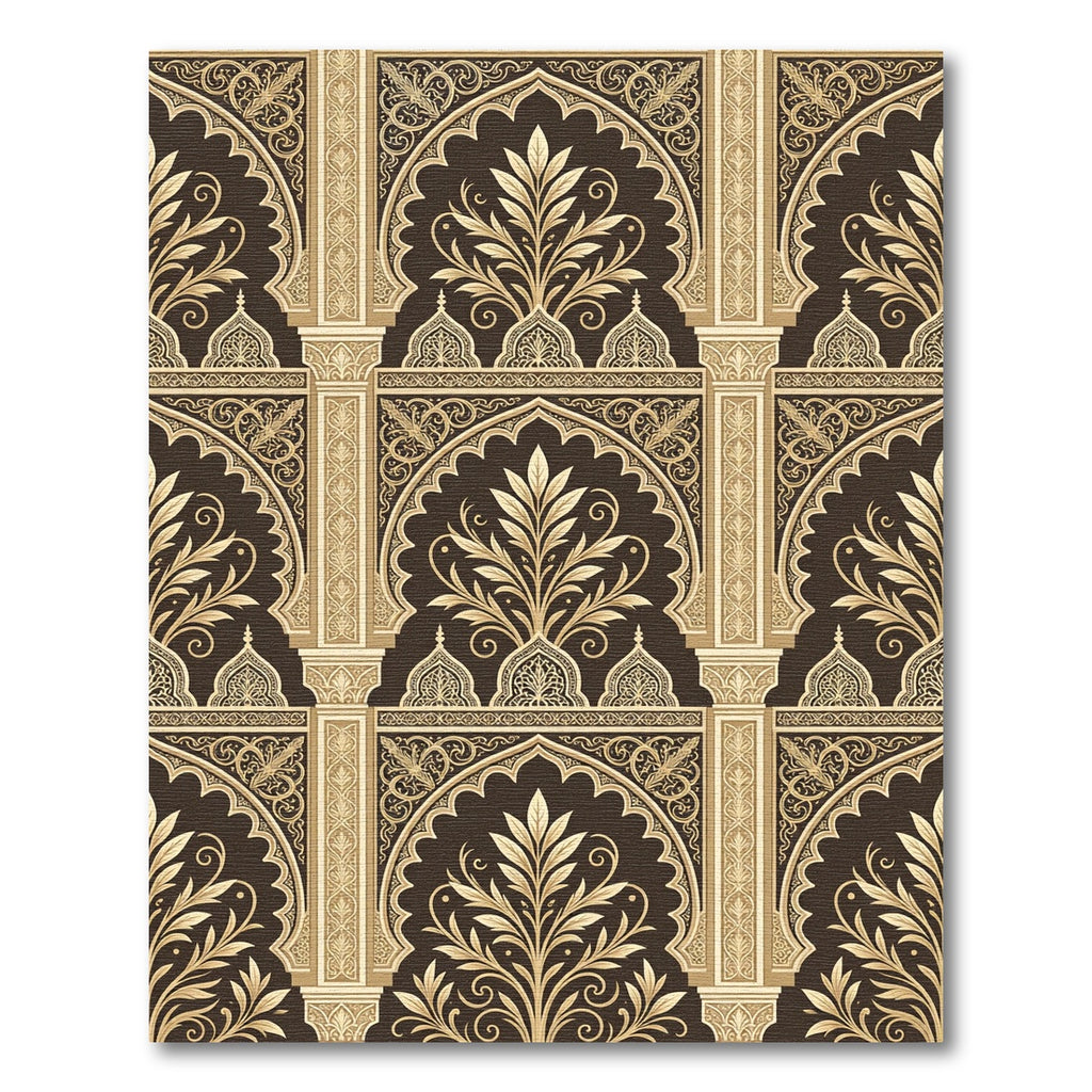 Ornate Golden Gilded Archway Filigree Rug