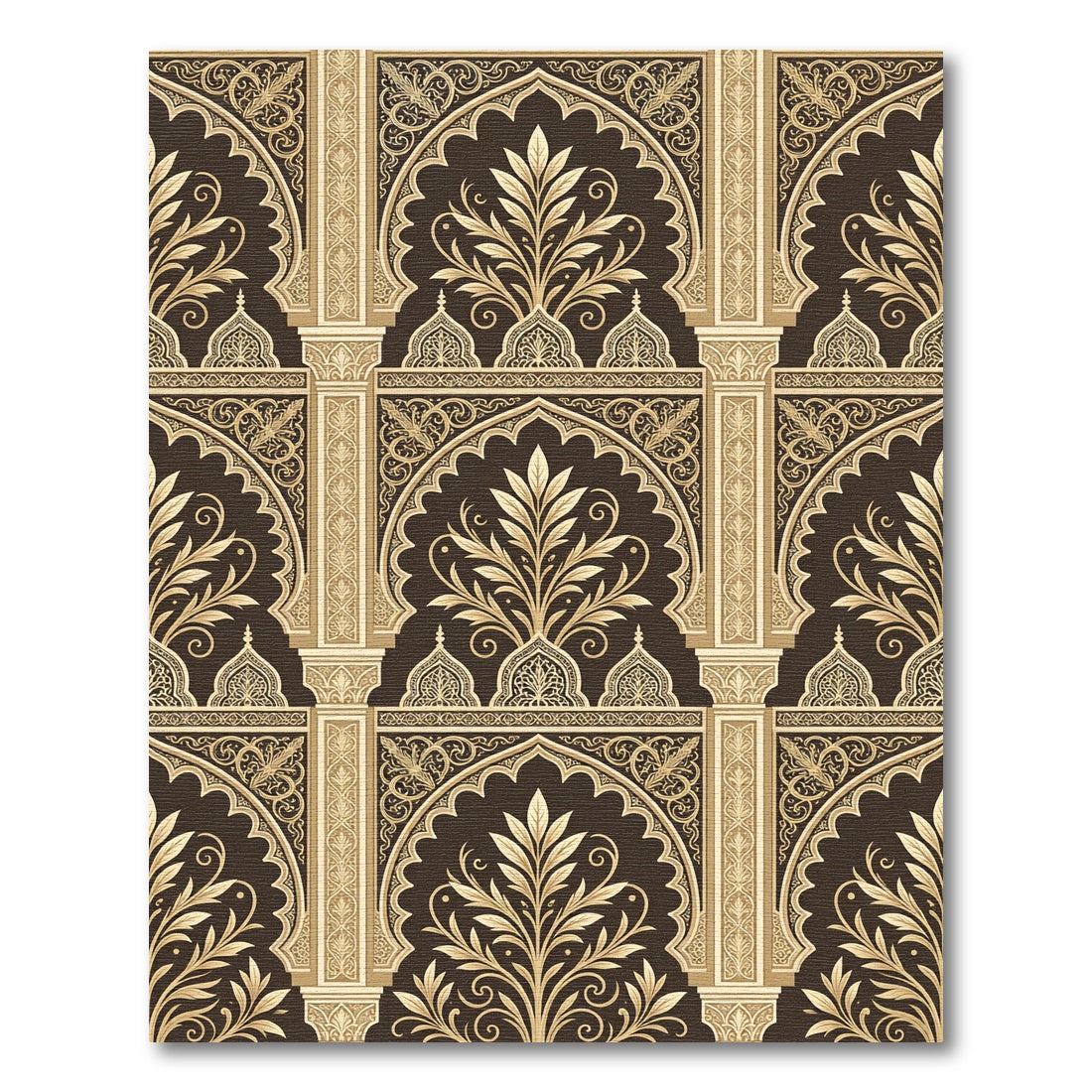 Ornate Golden Gilded Archway Filigree Rug
