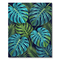 Lush Teal Green Tropical Monstera Foliage Rug