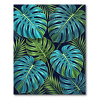Lush Teal Green Tropical Monstera Foliage Rug