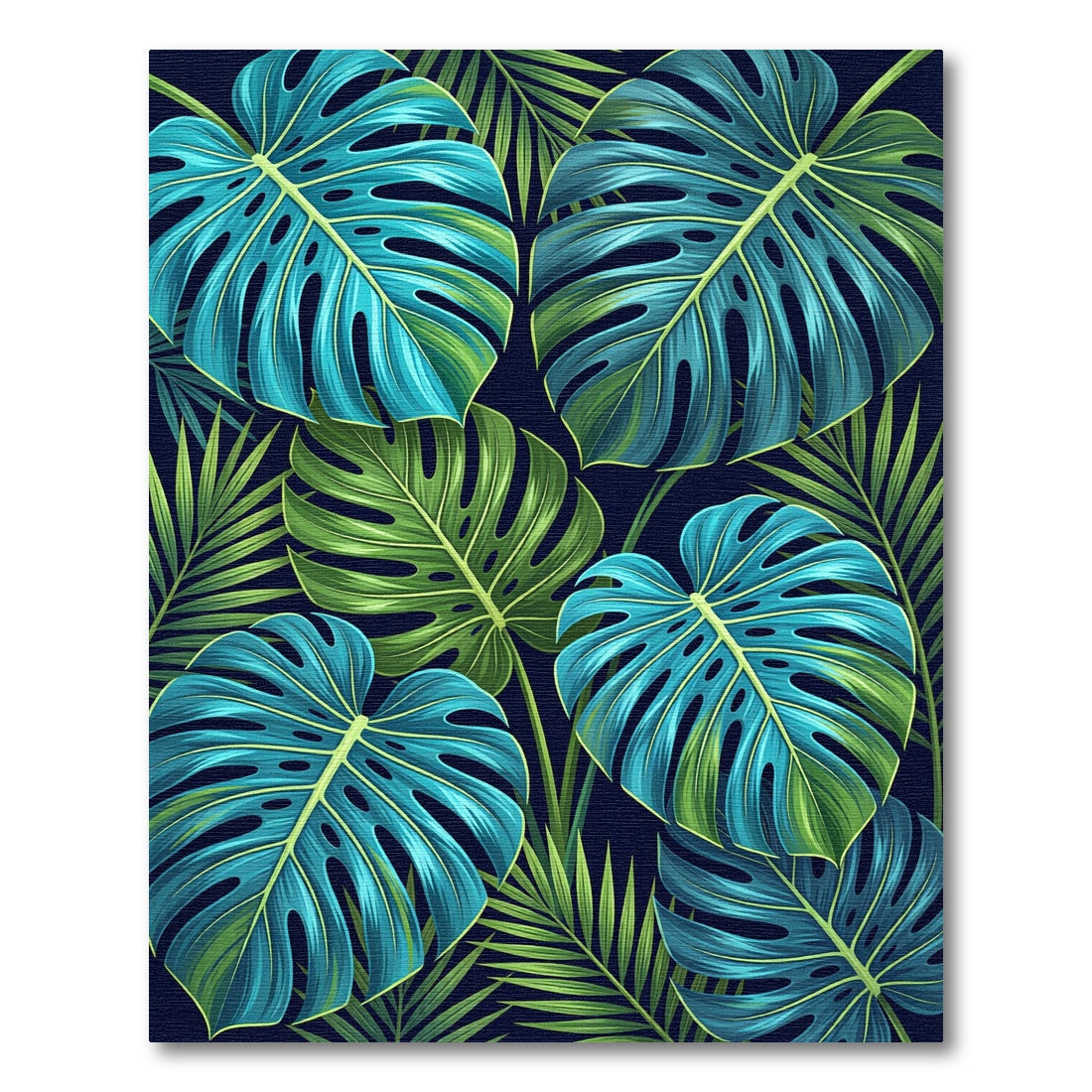 Lush Teal Green Tropical Monstera Foliage Rug