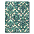 Elegant Teal Damask Scroll Medallion Rug