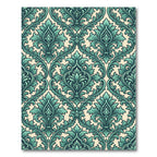 Elegant Teal Damask Scroll Medallion Rug