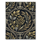 Neoclassical Gold Oak and Wheat Medallion Rug
