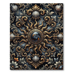 Celestial Gold Shell Baroque Medallion Rug
