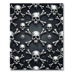 Gothic Metallic Skull and Bone Decor Rug