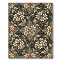 Cream Floral Lace Swirls Dark Background Rug