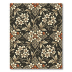 Cream Floral Lace Swirls Dark Background Rug