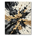 Abstract Black Gold Paint Splatter Rug