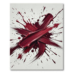 Deep Crimson Abstract Brushstroke Art Rug